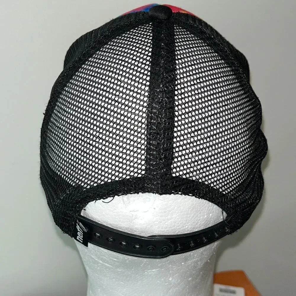 Kids youth rainbow tie-dye Black Neff Jordy snapback mesh trucker cap hat- Rare
